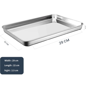 Plateau de service rectangulaire professionnel en acier inoxydable, plateau en métal poli pour hôtel, restaurant, traiteur, buffet et banquet - Product Image 1