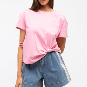 T-shirt d'été pour femme grande taille, col rond, manches courtes, 100 % coton, uni, avec logo, décontracté, respirant, pour le sport et la gym - Product Image 1