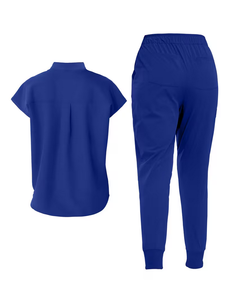 Ensemble de blouses médicales unisexes, couleur unie, manches courtes, pantalon avec poches, col mandarin, longueur normale, toutes saisons, polyester/coton - Product Image 6