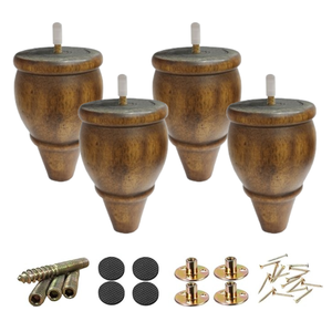 Pieds de meubles en bois massif tournés courts et robustes pour canapé, chaise, table - Style classique, personnalisable OEM, pour salon, fabriqué au Vietnam - Product Image 5