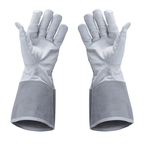 Gants de soudage TIG en cuir de chèvre et croûte de cuir de vache, résistants à l'abrasion et à la chaleur, pour travaux lourds, protection incendie, four et barbecue - Product Image 1