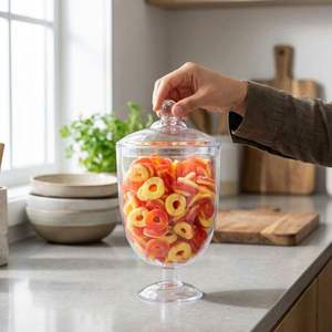 Decoration Made in Vietnam 1-2 Pcs Cheap price ODM OEM Transparent <b>Plastic</b> Candy Vase <b>Jar</b> with Lid for Candy Table Display - Product Image 4