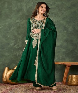 Modern Dubai Abaya for Women in Classic Islamic Clothing Style With Open Embroidery and Luxury SHIVAM- ARUSHI 86354 - Product Image 1