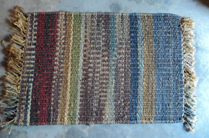 Tapis tissé à la main en chanvre multicolore à rayures, tapis bohème à franges tissé à plat fait main pour salon, chambre à coucher, décoration intérieure - Product Image 2