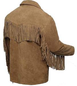 Wholesale Custom Design Adult Women and Men Genuine <b>Leather</b> Breathable <b>Winter</b> Fringe Cowboy <b>Jacket</b> with Stand Collar Custom - Product Image 3