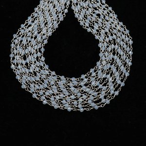 Chaîne de chapelet en hydro-cristal blanc arc-en-ciel, perles facettées de 3 mm, fil plaqué argent, enroulé, rouleau en vrac pour la fabrication de bijoux - Product Image 1