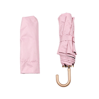 Parapluie pliant 3 sections avec poignée courbée dorée, revêtement noir anti-UV, protection solaire et pluie, double usage, coupe-vent, pour femme