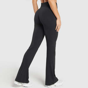 Leggings Deportivos de Cintura Alta para Mujer, Diseño Acampanado, Transpirables, Elásticos, Ecológicos, Tejido de Punto con Costuras de Spandex, Secado Rápido - Product Image 2