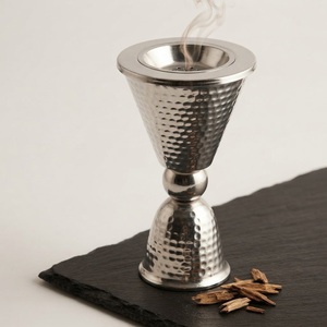 Hammered Metal Incense Burner Silver Stainless Steel <b>Bakhoor</b> Burner Arabic Mubkhar <b>Oud</b> Censer For Home Fragrance Wedding Decor - Product Image 1