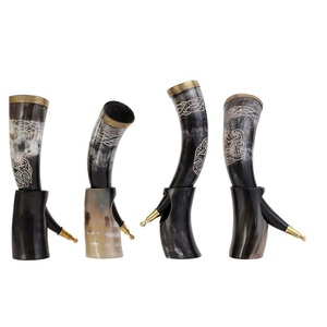 Wholesale Handmade Buffalo Horn Drinking Horn with Stand Norse Engraved Beer <b>Mug</b> - Product Image 5