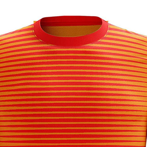 Men's Red Orange Striped Sublimated Soccer Jersey Short Sleeve Moisture Wicking Crew Neck Regular Fit All Seasons Apparel - Product Image 2