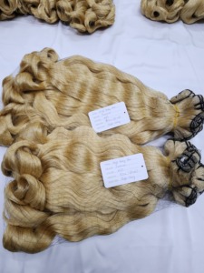 Vietnamese Virgin Hair Extensions Weft 35cm Slight Wavy Blonde Human Hair Weaving Bundles Double Drawn Single Weft - Product Image 3