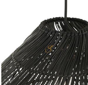 Modern Black Rattan Lampshade Handwoven Dome Pendant <b>Light</b> <b>Shade</b> Luxury <b>Wicker</b> Hanging Lamp Cover for Restaurant Hotel Dining - Product Image 2