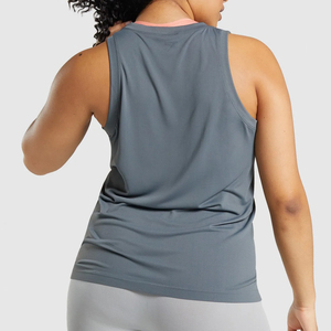 Sleeveless Solid Eco-Friendly Breathable Quick Dry Plus Size 100% Polyester Knitted Tank Top for Women's <b>Athletic</b> - Product Image 2