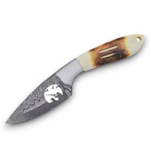 Couteaux de chasse professionnels en acier Damas, faits à la main, pour le camping en extérieur, lame fixe, pointe tombante, manche en os, 30 cm - Product Image 4