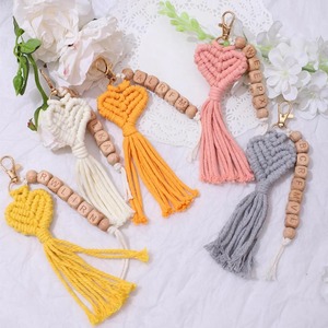 <b>Personalized</b> Colorful Heart Shape Macrame <b>Keychain</b> Suitable For Couples Friends Gifting And And Stylish Daily Use Accessory - Product Image 1