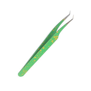 High Quality Beauty Eyelash Tweezers <b>Paper</b> Color Coated Curved Pointed Tip Stainless Steel Eyelash Tweezers - Product Image 2