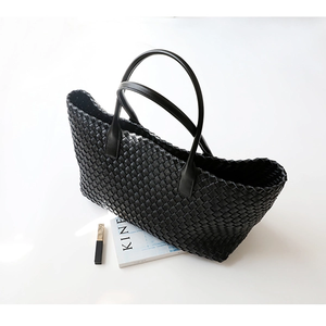 Woven Tote Bag Large Capacity <b>Shoulder</b> <b>Handbag</b> Minimalist Solid Color Casual Carryall for Daily Travel - Product Image 4