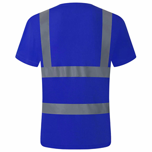 เสื้อยืดนิรภัยแบบสะท้อนแสงสำหรับผู้ชาย สีน้ำเงิน มีแถบสะท้อนแสง กระเป๋าเสื้อ ชุดทำงาน ระบายอากาศ แห้งเร็ว โพลีเอสเตอร์ สำหรับงานอุตสาหกรรมและก่อสร้าง - Product Image 4