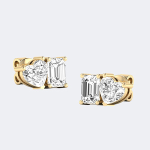 2.00 CTW Heart-Shaped Lab Grown Diamond Prong-Set Toi Et Moi <b>Stud</b> Earrings in 9k Gold for Certified Luxury Jewelry - Product Image 4