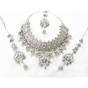 Luxury Gold Plated Alloy Bridal Necklace Earring Set Women Pearl Flower Design Vintage Wedding Anniversary Engagement Party <b>Gift</b> - Product Image 1
