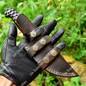 Cuchillo de Caza EDC de Hoja Fija de Acero de Damasco de Alto Rendimiento, Soporte OEM/ODM, Cuchillo para Camping y Pesca con Funda de Cuero DIY - Product Image 6