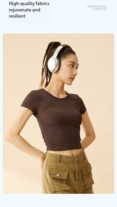OEM เสื้อยืดกีฬาสตรี เสื้อยืดลายทาง เสื้อยืดออกกำลังกาย เสื้อยืดโยคะ เสื้อยืดระบายอากาศ เสื้อยืดแห้งเร็ว เสื้อยืดแขนสั้น - Product Image 4