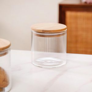 Ensemble de bocaux de rangement de cuisine en verre borosilicate de haute qualité avec couvercle en bambou naturel, récipients hermétiques transparents pour épices et collations - Product Image 2