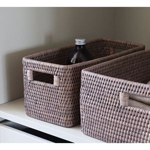 Cesta Rectangular de Mimbre Natural Tejida para Organizar Artículos del Hogar, Tiendas Minoristas y Empaque de Regalos - Product Image 1