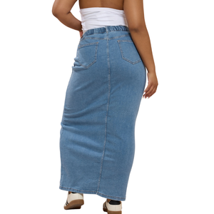 Jupe en jean pour femmes grandes tailles, tissu en gros, échantillon gratuit, personnalisable, meilleure qualité - Product Image 3