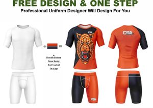 Vêtements de compression respirants pour hommes, vente en gros directe d'usine, design personnalisé, impression numérique par transfert thermique, ensemble de rashguard MMA - Product Image 2