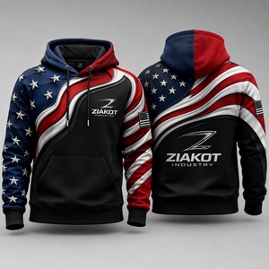 Sweat-shirt à capuche sportif 3D drapeau américain rouge, bleu, noir et blanc, personnalisé, le plus vendu en gros directement de l'industrie - Product Image 1