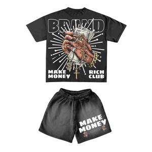 Conjuntos de Verano de 2 Piezas para Hombre, Camisetas y Pantalones Cortos de Algodón Transpirables, Tejido 100% con Impresión DTG/Serigrafía - Product Image 1