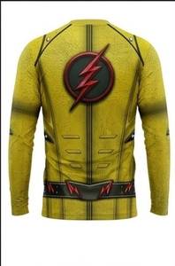 YNVTH Maillot de sport à manches longues jaune pour homme, imprimé par sublimation, avec logo éclair rouge, séchage rapide, automne/hiver A1-0005 - Product Image 2