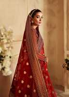 Lehenga Choli en soie rouge avec broderie dorée, longueur au sol, tenue de mariage traditionnelle pour femmes, style Inde Pakistan