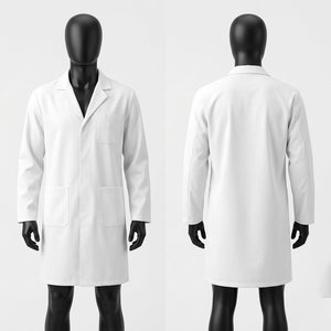 Bata de Laboratorio Unisex Blanca de Poliéster 100% de 200 GSM Premium con Detección de Agujas y Logotipo Bordado Personalizado para Médicos y Laboratorios - Product Image 1