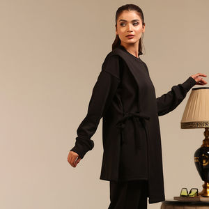 Hauts modestes personnalisés OEM pour femmes – Blouses musulmanes décontractées à manches longues de haute qualité avec col rond et design plissé, couleur unie - Product Image 4