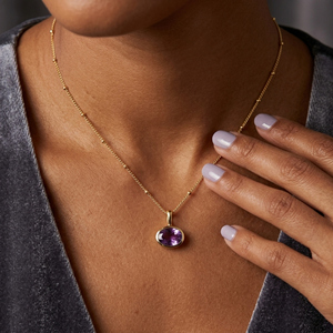 Colgante de amatista ovalada con engaste de plata de ley 925 chapado en oro para la fabricación de joyas, regalo para ella. - Product Image 6