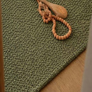 Solid Green Handcrafted Jute Area Rug Rectangle Geometric Pattern Natural Modern Living Room Floor Decor Spot Clean Washable - Product Image 1