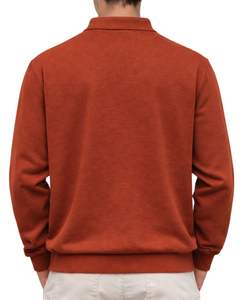 Sudadera Polo Personalizada Color Naranja Óxido para Hombre, Manga Larga, Cuello Tipo Polo, Mezcla de Algodón, Informal, Otoño Invierno, OEM, Venta al Por Mayor - Product Image 2
