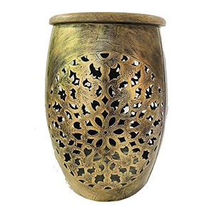 Mesa de Centro de Estilo Asiático Hecha a Mano con Base Redonda Tallada en Dorado para Sala de Estar - Product Image 6