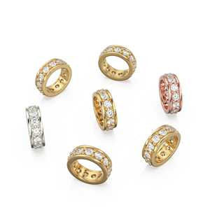 Perle d'espacement Rondelle en or massif 14 carats, motif Milgrain Eternity Diamant, avec pierres de garniture Rubis, Saphir et Émeraude en or massif - Product Image 2