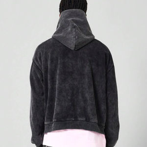 Jersey personalizado de 100% algodón con estampado de pantalla, Sudadera con capucha cuadrada en blanco de gran tamaño, sudaderas con capucha de lavado ácido Vintage para hombre, sudaderas de gran tamaño - Product Image 2