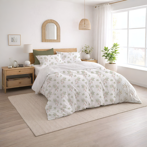 Everyday Cotton Duvet Cover <b>Set</b> Breathable <b>Comforter</b> Cover with Pillowcases, Hidden Zipper & Corner Ties - Product Image 2