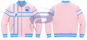 แจ็คแอนด์จิล ออฟ อเมริกา เสื้อแจ็คเก็ตวาร์ซิตี้สำหรับผู้หญิง สีน้ำเงิน ปักตัวอักษรกรีก ซิปด้านหน้า สไตล์พรีปปี้ คอปกและปลายแขนเสื้อปักตัวอักษร - Product Image 3