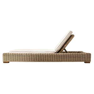 Tumbona Doble Moderna de Estilo Tropical con Ratán Tejido a Mano, Chaise Longue Acolchada Reclinable para Piscina, Villa o Resort - Product Image 2