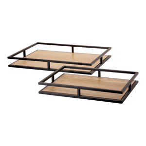 <b>Set</b> Of 2 New Decorative Wooden Tray With Metal Handle For Decoration For Kitchen Decor For Indoor Decor For Event Decor - Product Image 1