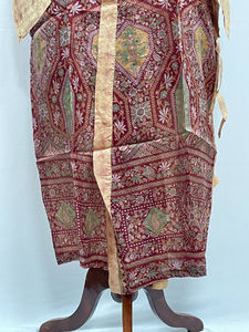 Kimono largo de verano de seda india suave con patchwork, estilo bohemio, cuello en V, cierre con cordón, para playa, cómodo y versátil. - Product Image 5