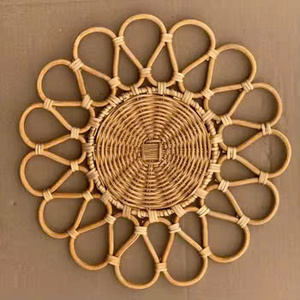 แผ่นรองจานหวายธรรมชาติทรงกลม  รักษ์โลก สำหรับงานแต่งงาน  งานฝีมือสไตล์โบโฮ ตกแต่งบ้าน ขนาดเส้นผ่านศูนย์กลาง 32-38 ซม. - Product Image 2