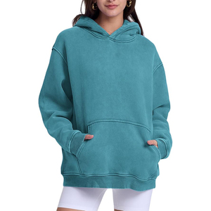 Sudadera con capucha para hombre azul verde azulado con lavado ácido y mineral, estilo vintage, oversize, streetwear, de forro polar, con hombros caídos - Product Image 2